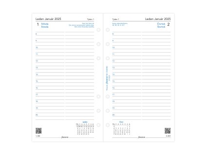 Filofax, Kalendář 2025 osobní, den/1 strana, linky, ČJ + SJ