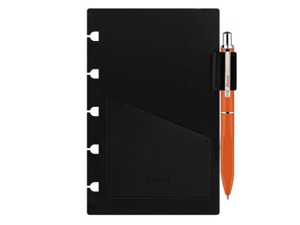 Filofax, Kuličkové pero s poutkem a vkladem pro notebooky, kapesní (Barva oranžová)