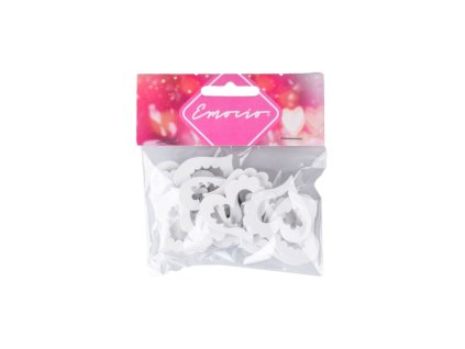 Dekorace dřevo Srdíčko v sáčku bílá 40 x 40 mm