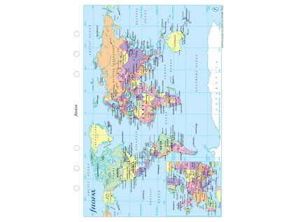 Filofax, Mapa světa pro diáře, mapa (Velikost A5)