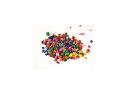 Korálky dřevo mix 200g-barva