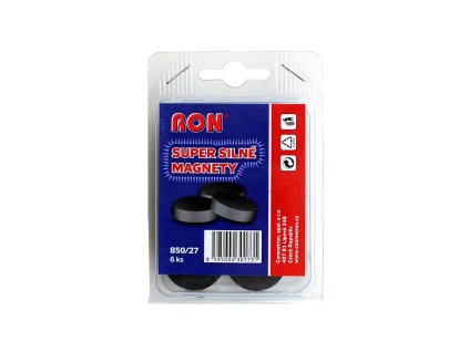 Magnety černé MIKOV super silné - průměr 27 mm / 6 ks
