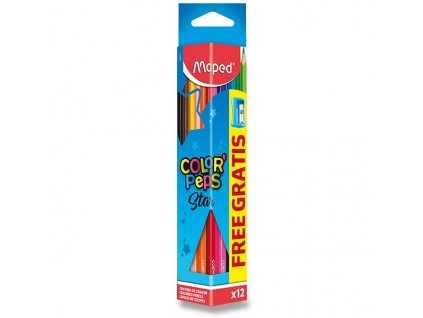 Pastelky Maped Color'Peps, trojhranné, 12 barev + ořezávátko