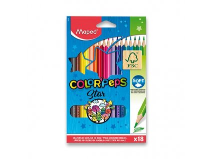 Pastelky Maped Color'Peps, trojhranné, 18 barev