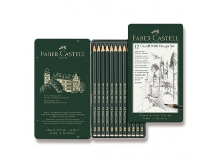 Grafitová tužka Faber-Castell Castell 9000 Design set 12 ks, plechová krabička