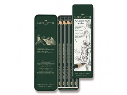 Grafitová tužka Faber-Castell Castell 9000 Jumbo 5 ks, plechová krabička