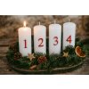 Válec advent 4ks 40x120 mm Dárek s čísly  potisk, bílá svíčka