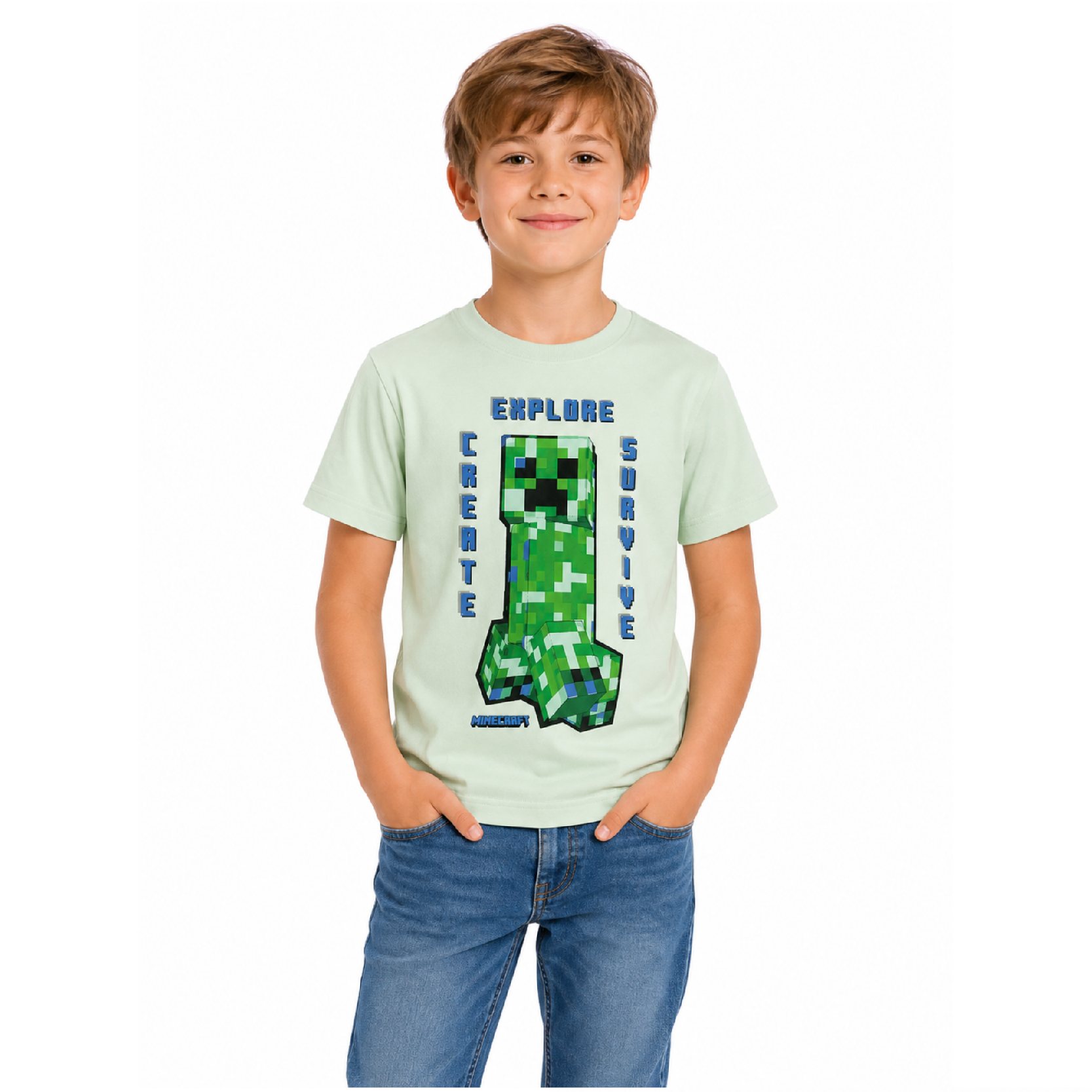 Tričko Minecraft Minecraft Creeper – světle zelené