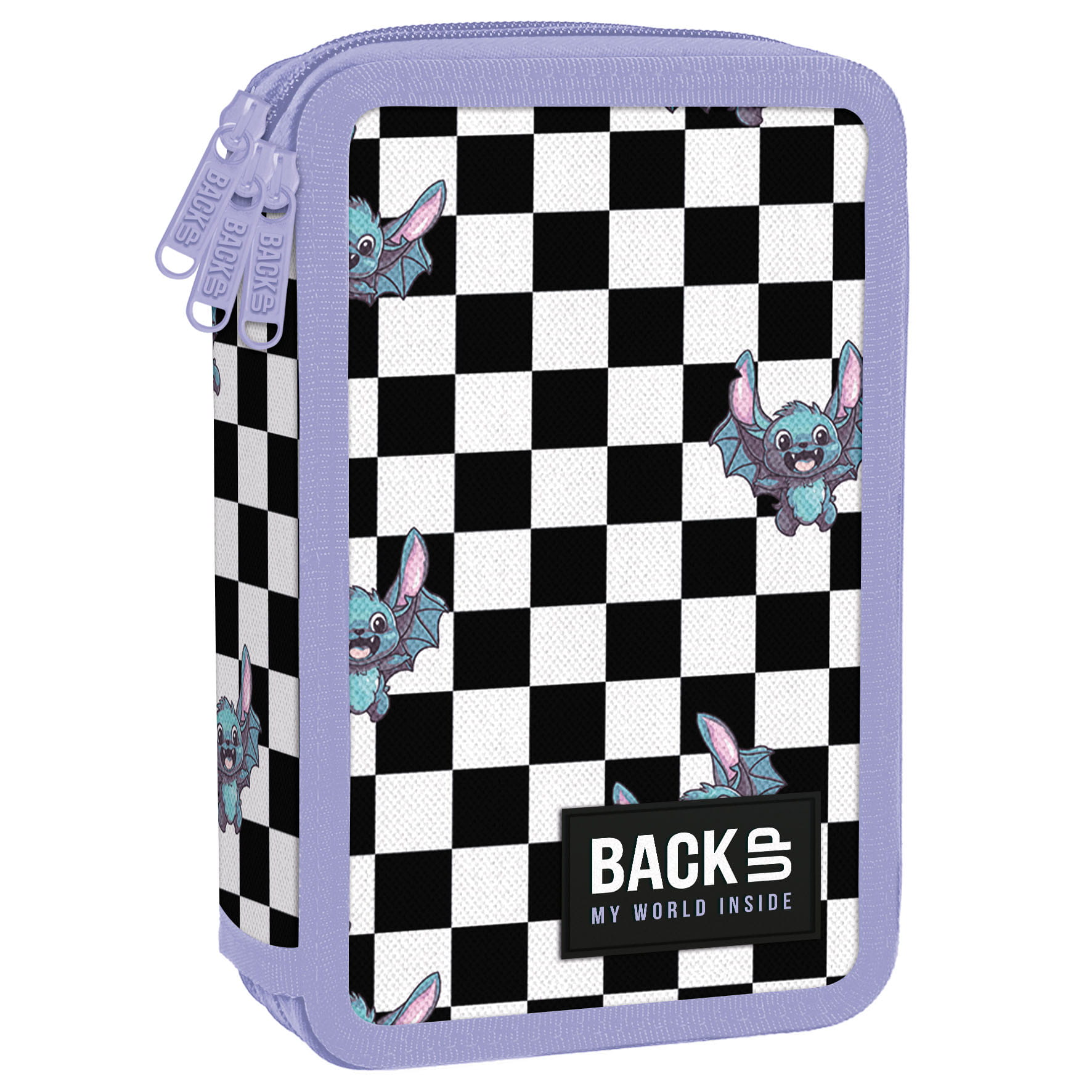 Tříkomorový penál s vybavením BackUP - Netopýři šachovnice