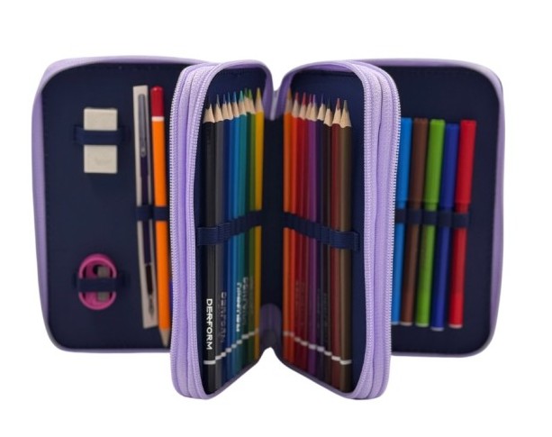 Tříkomorový penál s vybavením BackUP - Vesmírné kočičky