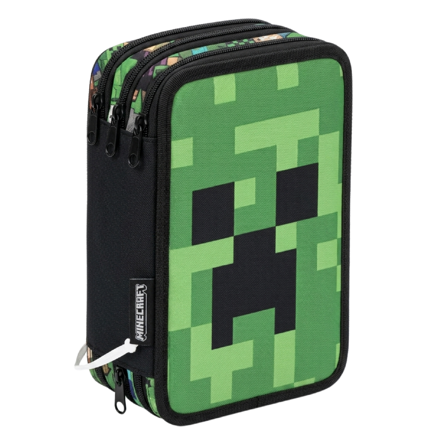 Penál třípatrový s vybavením Minecraft Creeper