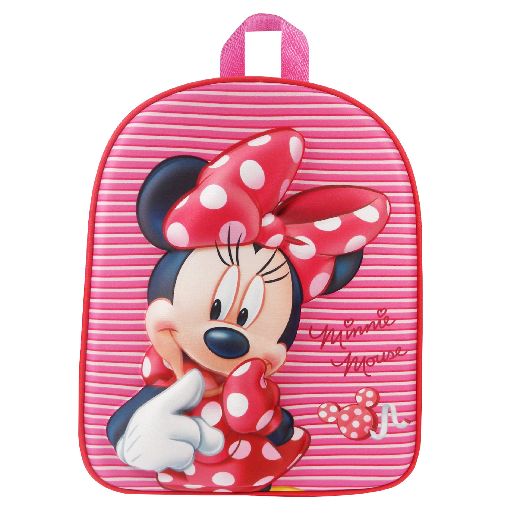 3D batoh Minnie Mouse růžový pruhovaný