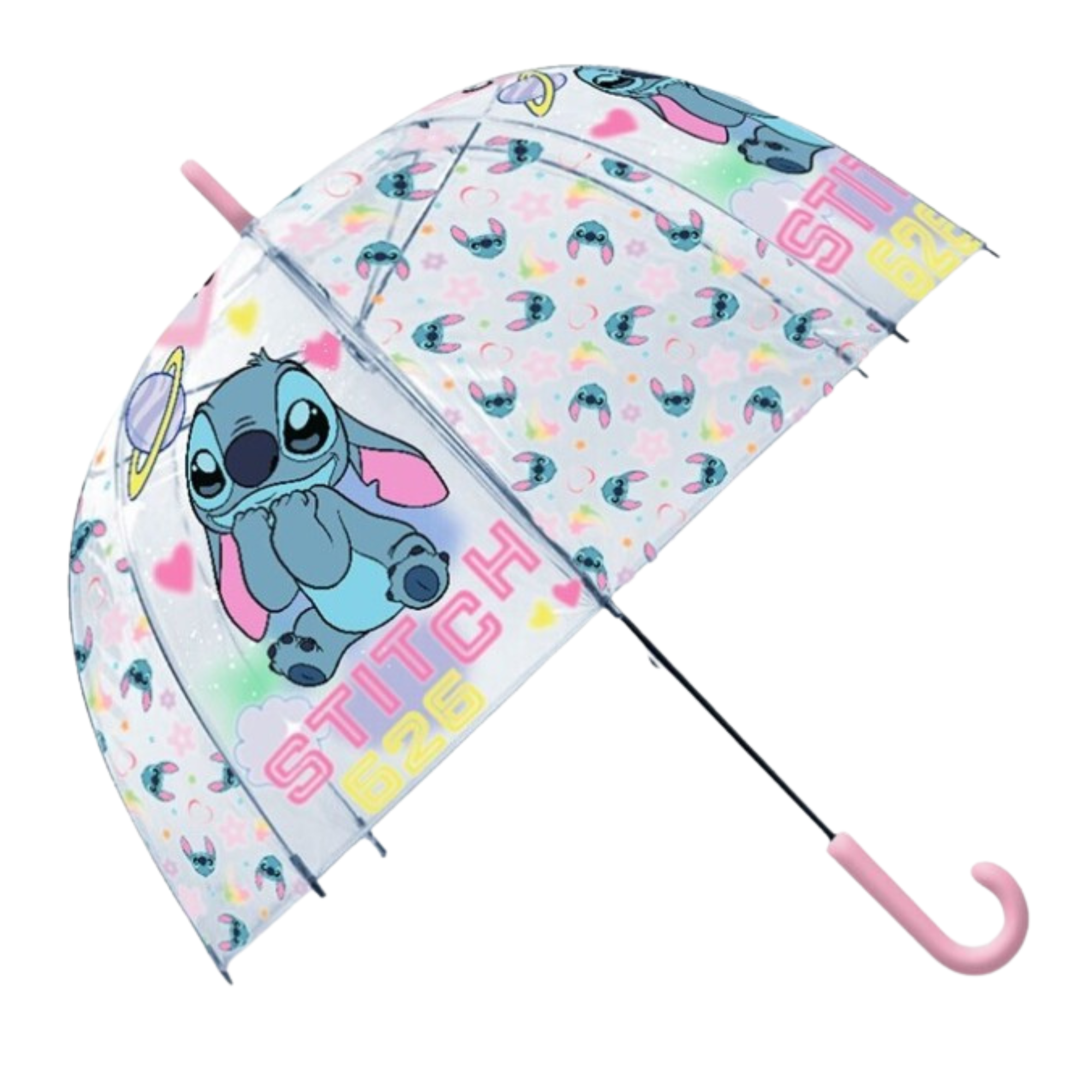 Průhledný deštník Lilo & Stitch růžový 46 cm