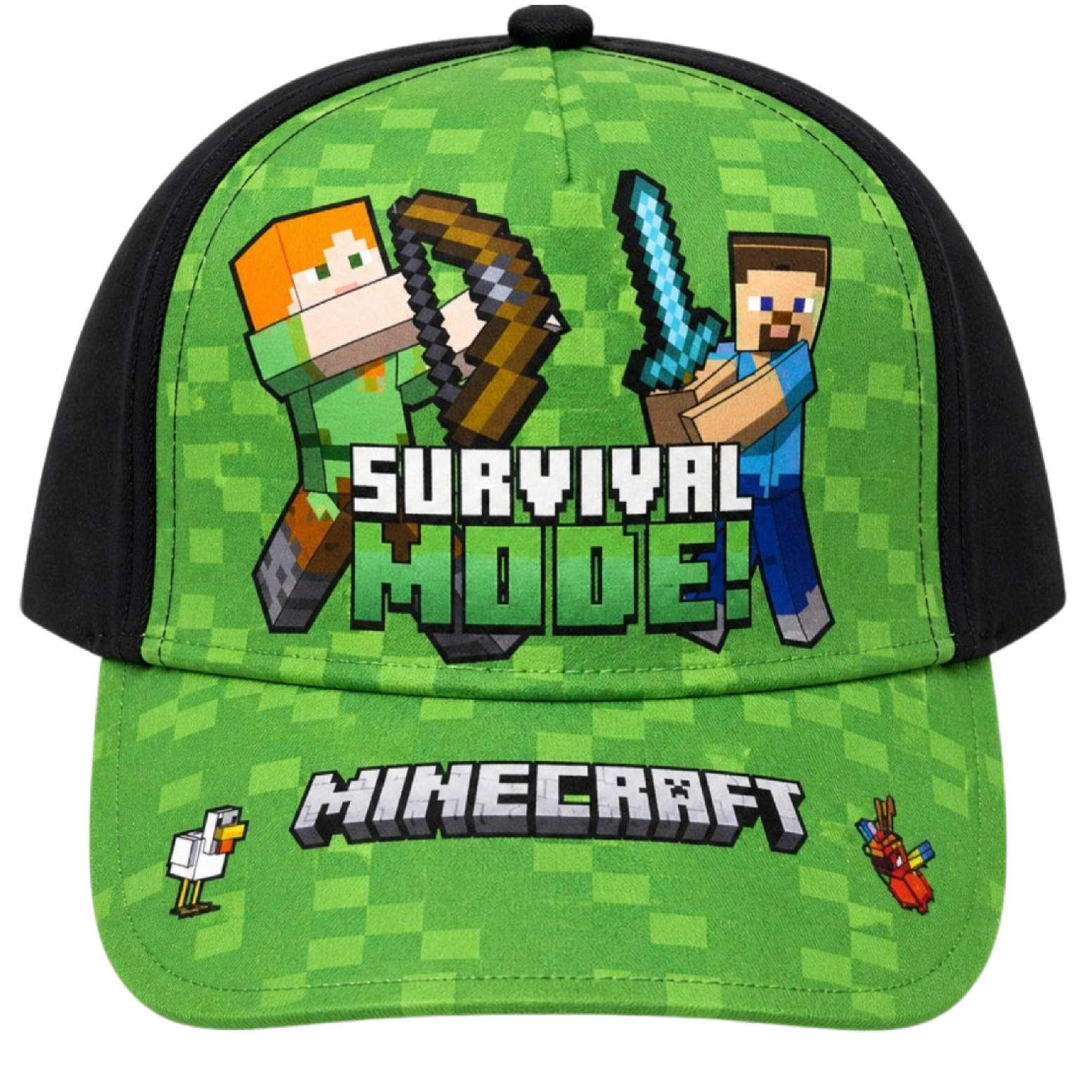 Kšiltovka Minecraft Survival Mode zeleno-černá