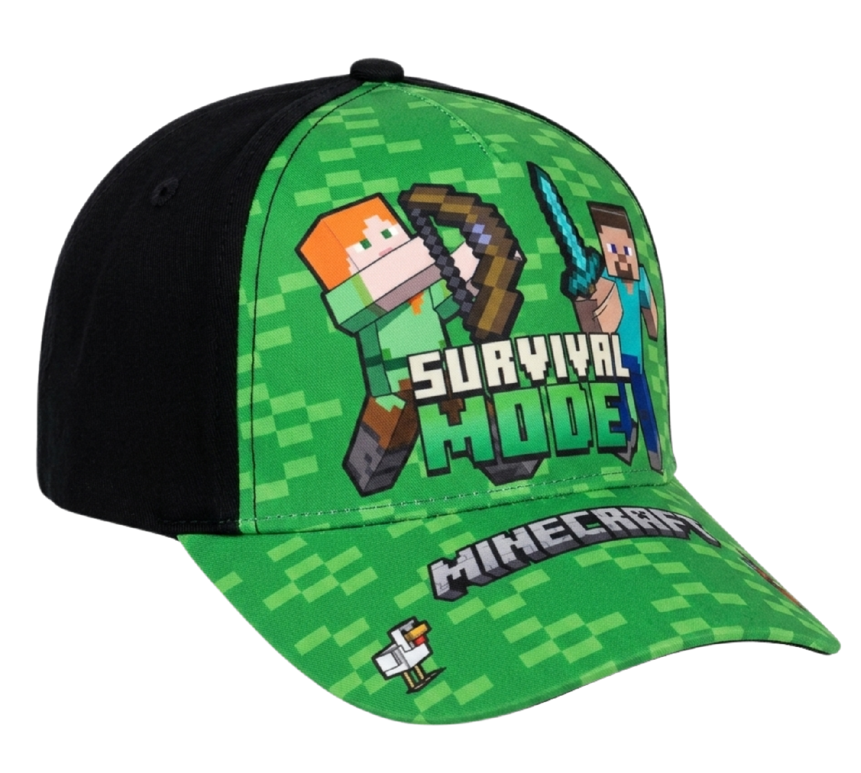 Kšiltovka Minecraft Survival Mode zeleno-černá