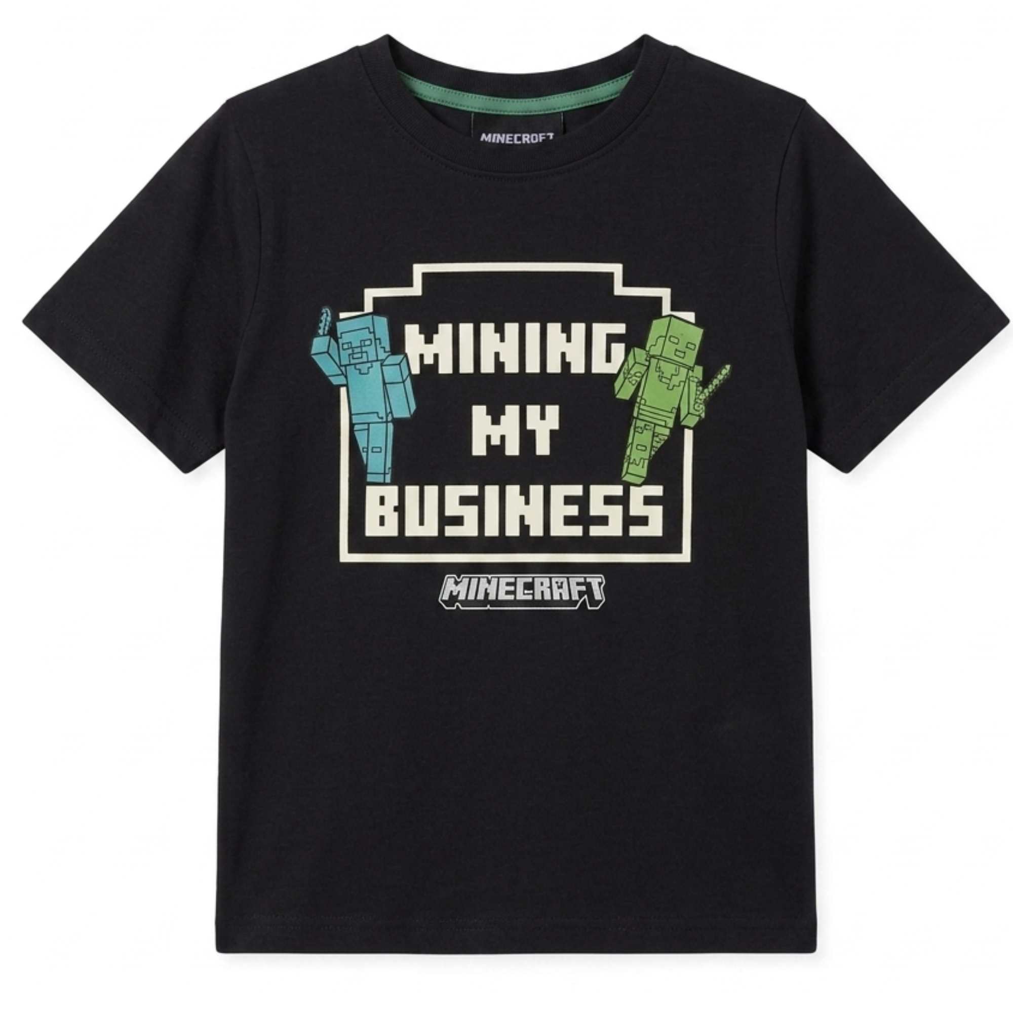 Dětské bavlněné tričko Minecraft Mining My Business – antracitové, vel. 122/128