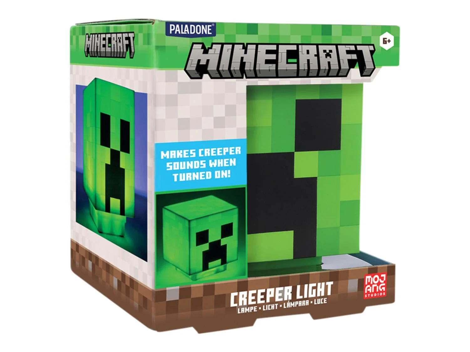 Dětská lampička Minecraft Creeper se zvukem – zelené LED světlo 12,5 cm