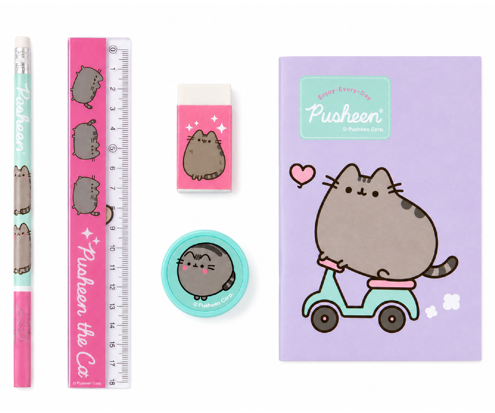 Pětidílná psací sada Pusheen fialová