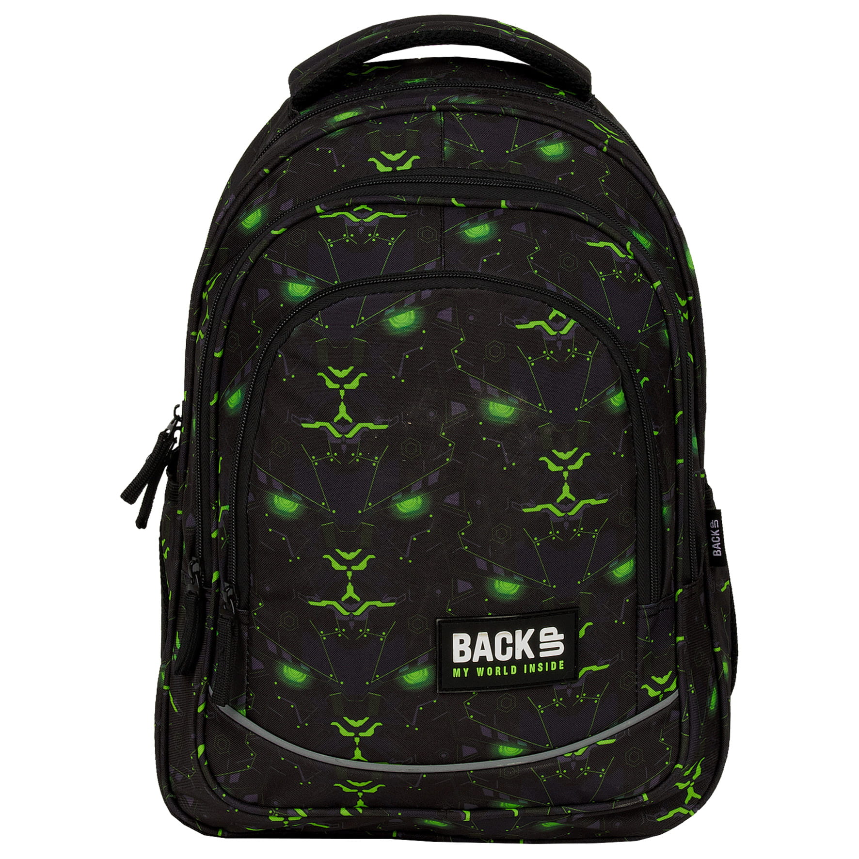 Zvýhodněný školní set BackUP Monster Green 3v1 – batoh, penál a vak