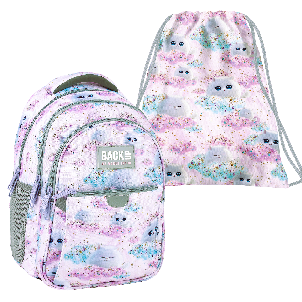 Zvýhodněný školní set BackUP Dreamy 2v1 – batoh 26 l a vak