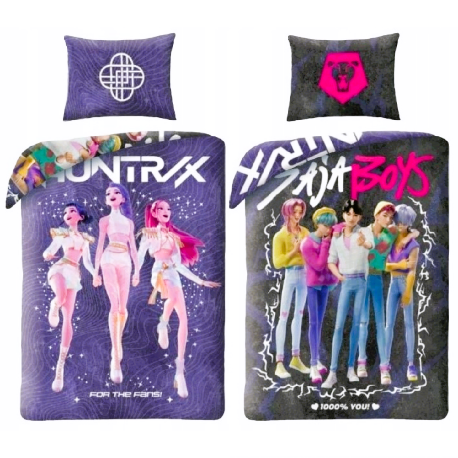 Oboustranné povlečení K-Pop Demon Hunters – Huntrix & Saja Boys, 140 × 200 cm