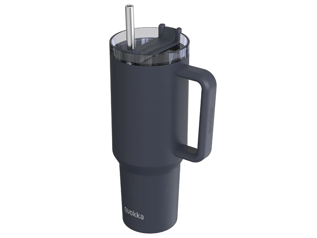 Nerezový termohrnek Quokka Stream s brčkem černý – 1,2 l