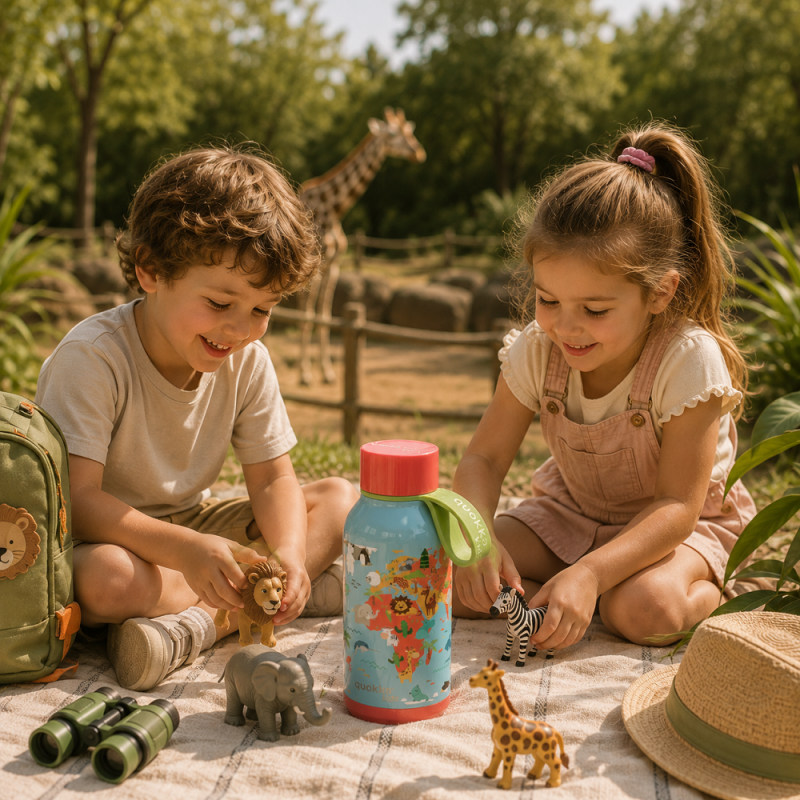Nerezová termoláhev Quokka Kids Solid Mapy s poutkem – 330 ml