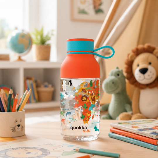 Tritanová láhev Quokka Kids Ice Mapy s poutkem – 430 ml