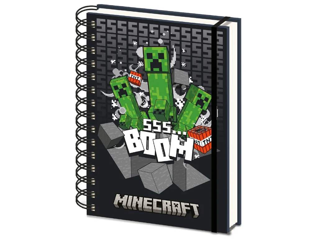 Spirálový zápisník Minecraft Creeper 3D – A5, 80 listů