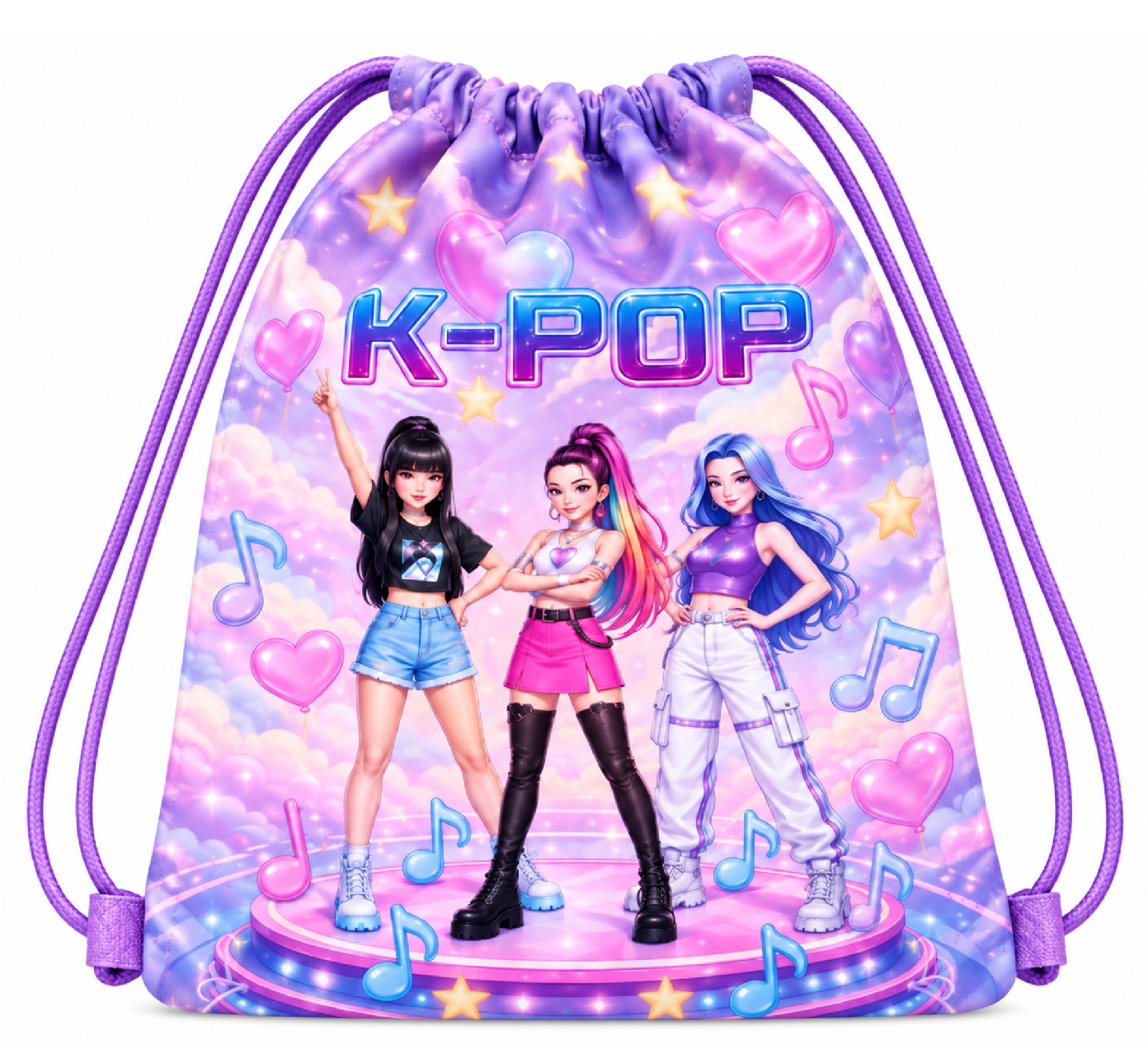 Vak na přezůvky K-Pop Demon Hunters – 26 × 21 cm fialový