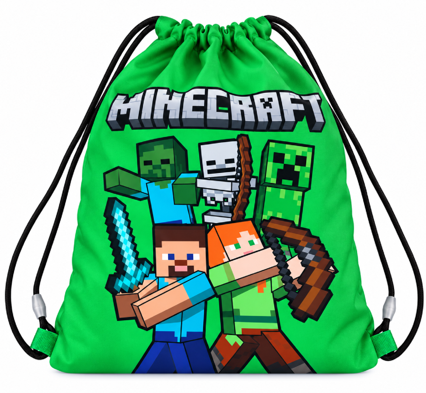 Vak na záda Minecraft – 40 × 35 cm, zelený