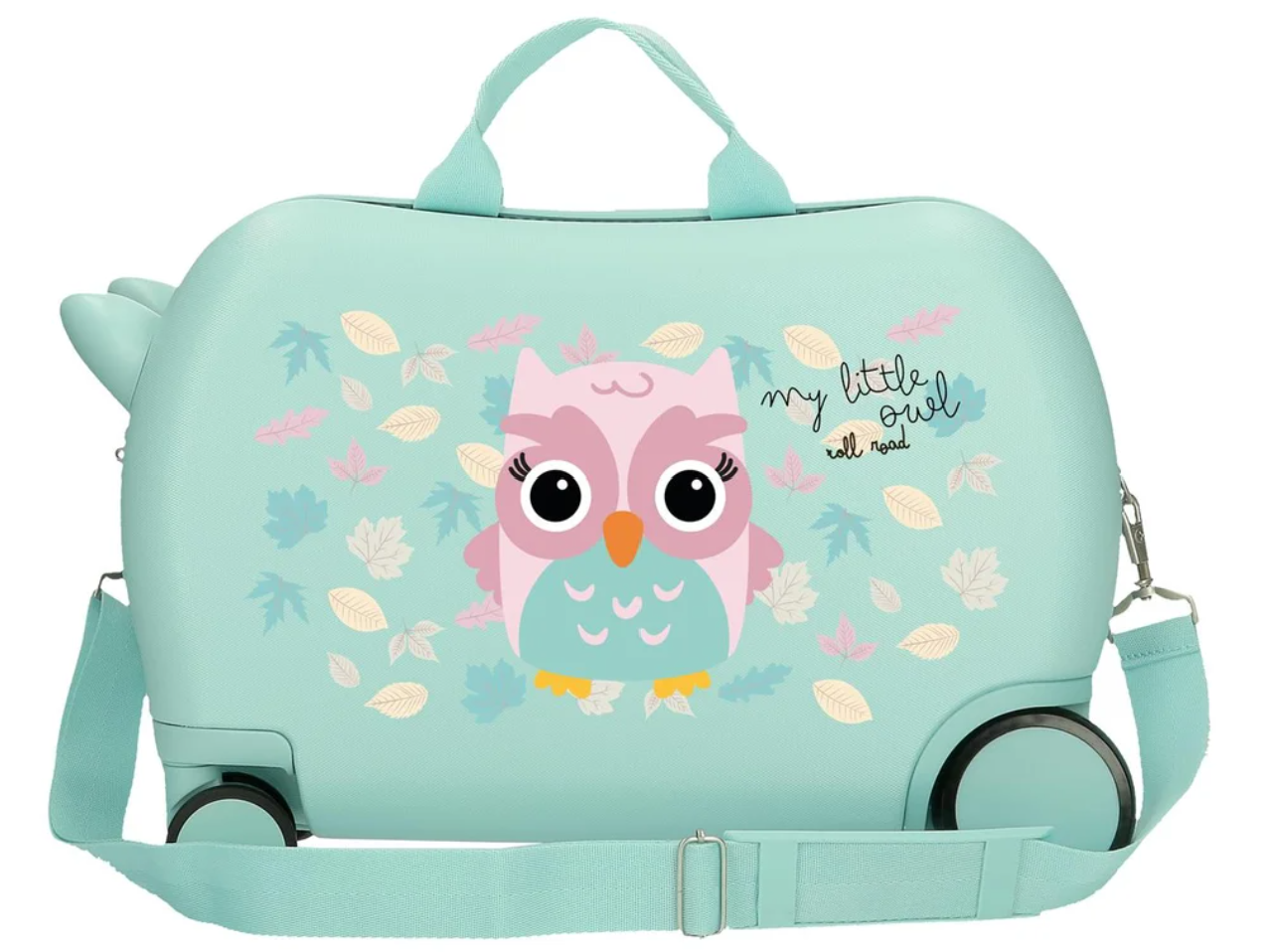 Odrážecí kufr Happy Pets Sovička tyrkysový – 45 cm, 24,6 l