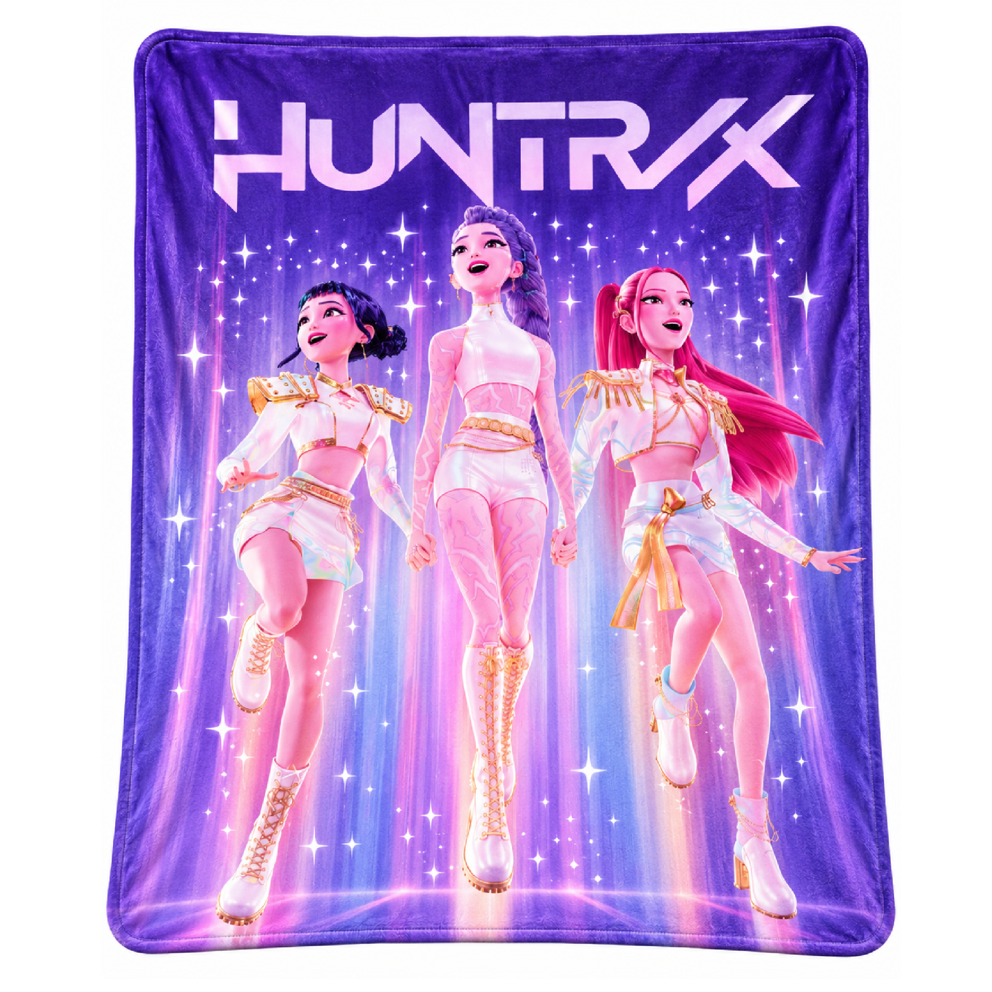 Flísová deka K-Pop Demon Hunters HUNTR/X Performance fialová – 130 × 160 cm