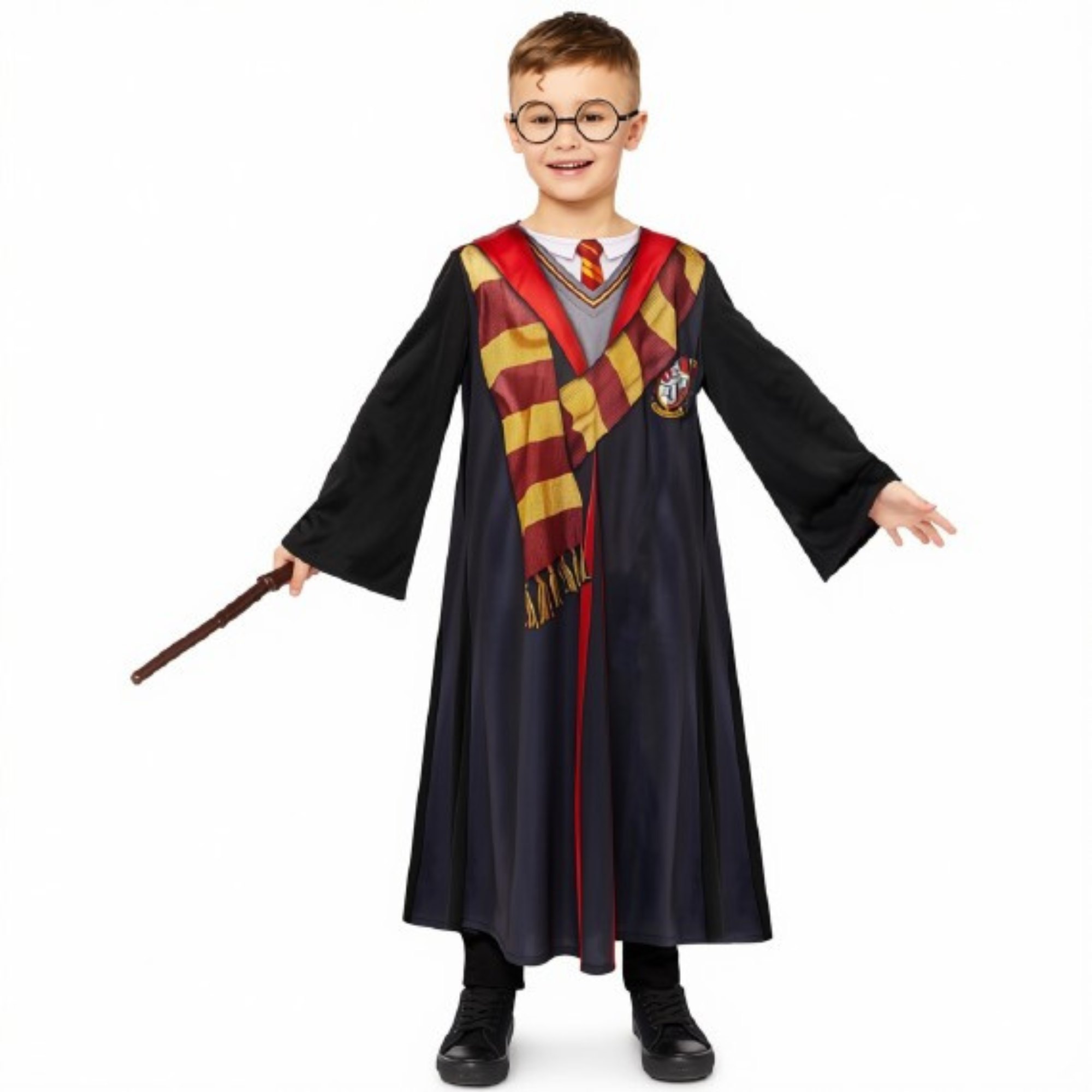 Kostým Harry Potter Nebelvír - plášť, hůlka a brýle