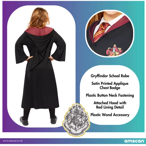 Kostým Harry Potter Hermiona Grangerová – Nebelvír - plášť a hůlka