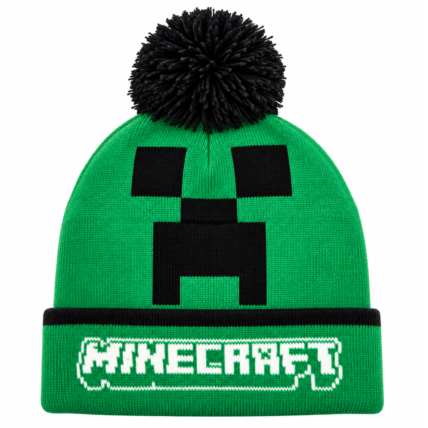 Zimní čepice Minecraft Creeper zelená s bambulí