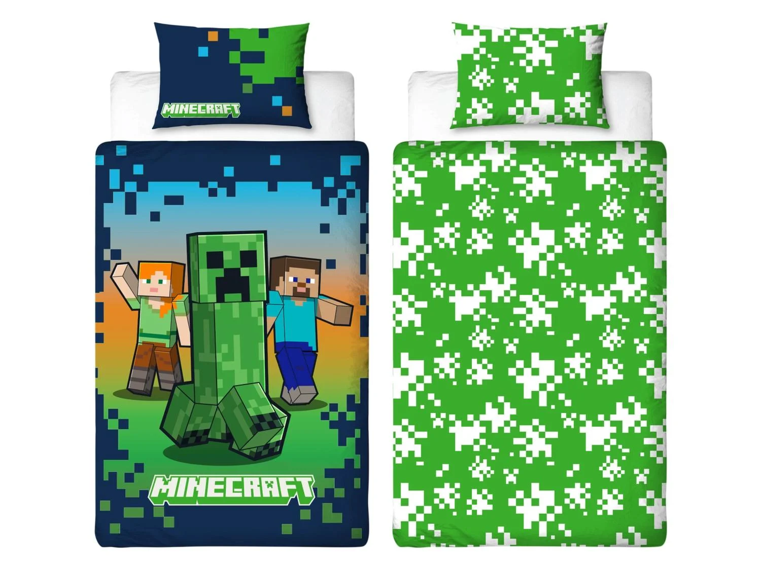 Bavlněné povlečení MINECRAFT CREEPER tmavě modro-zelené 140×200 cm