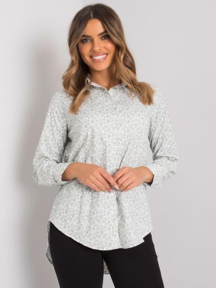 BÍLO-ZELENÁ KVĚTOVANÁ KOŠILE (Velikost L)