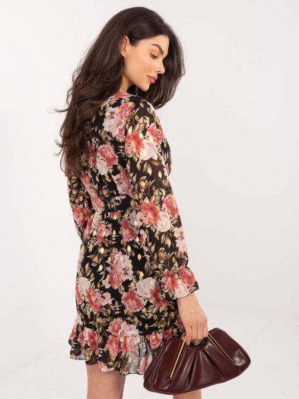 ČERNÉ KVĚTINOVÉ MINI ŠATY (Velikost ONE SIZE)