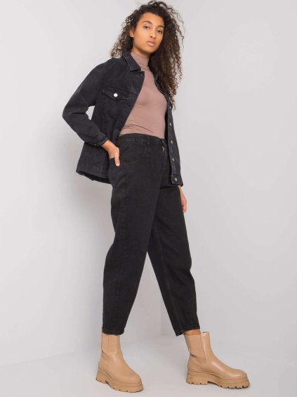 ČERNÉ DÁMSKÉ VOLNÉ MOM JEANS