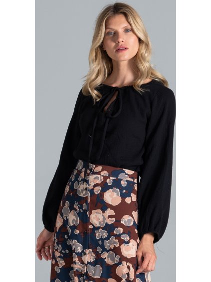 ČERNÁ BLŮZA S VÝSTŘIHEM NA ZAVAZOVÁNÍ (Velikost S/M)