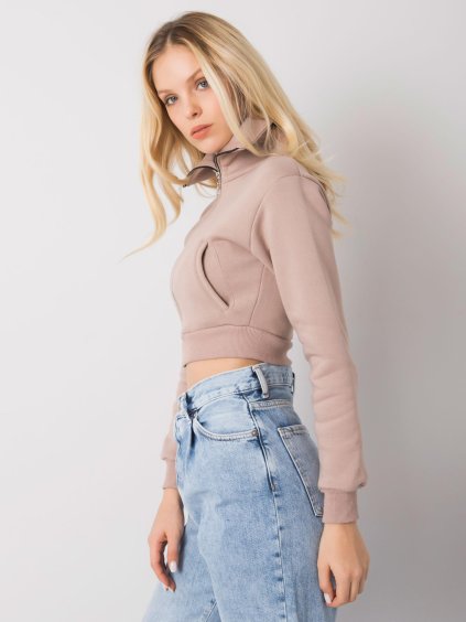 BÉŽOVÁ DÁMSKÁ KRÁTKÁ MIKINA NA ZIP