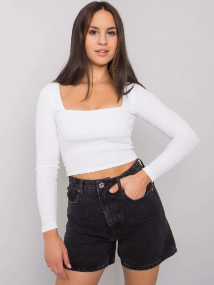 BÍLÝ DÁMSKÝ CROP TOP S DLOUHÝMI RUKÁVY