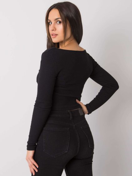 ČERNÝ DÁMSKÝ CROP TOP S DLOUHÝMI RUKÁVY