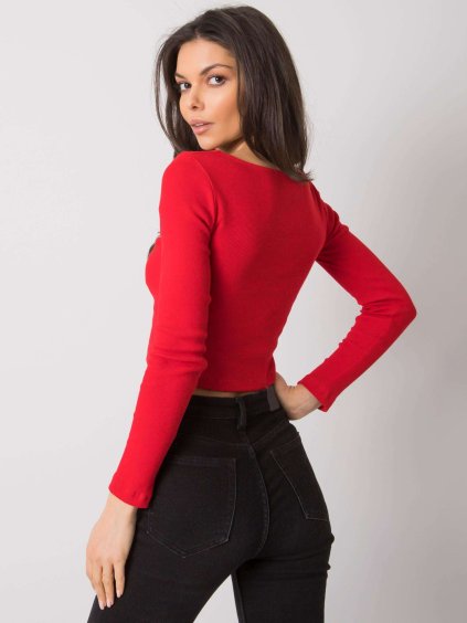 ČERVENÝ DÁMSKÝ CROP TOP S DLOUHÝMI RUKÁVY