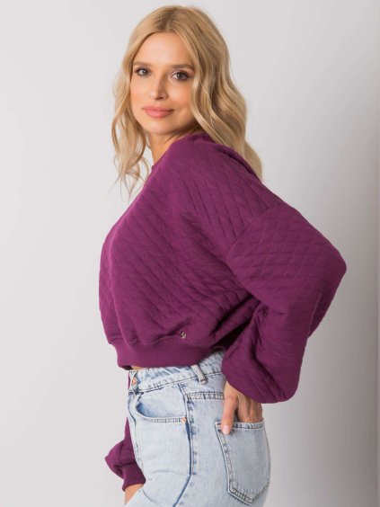 TMAVĚ FIALOVÁ DÁMSKÁ CROP MIKINA