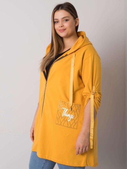 ŽLUTÁ DÁMSKÁ MIKINA NA ZIP S KAPSAMI