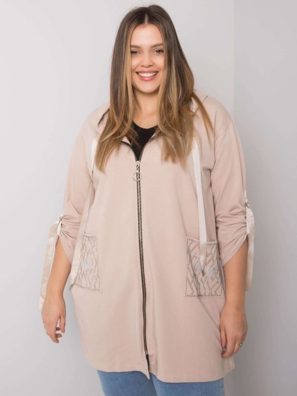 BÉŽOVÁ DÁMSKÁ MIKINA NA ZIP S KAPSAMI (Velikost ONE SIZE)