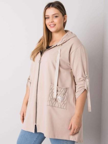 BÉŽOVÁ DÁMSKÁ MIKINA NA ZIP S KAPSAMI (Velikost ONE SIZE)