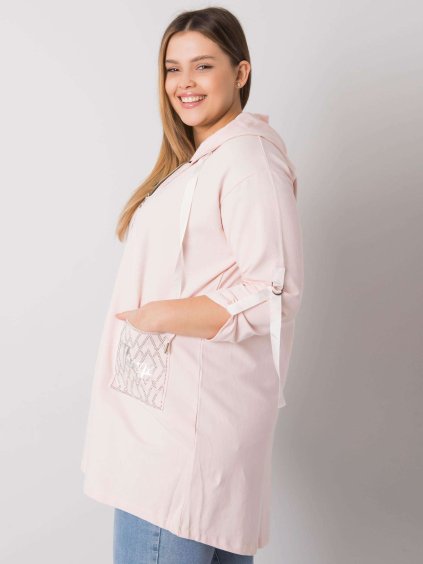 SVĚTLE RŮŽOVÁ DÁMSKÁ MIKINA NA ZIP S KAPSAMI